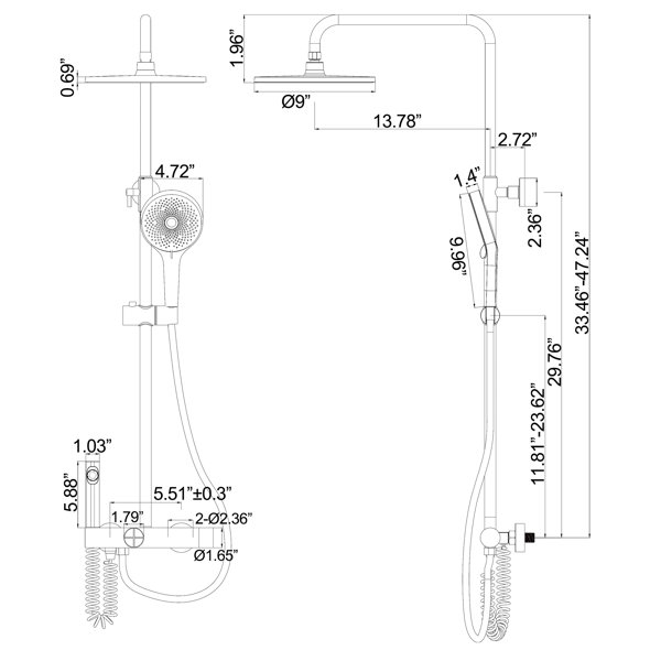Designer Collection Complete Shower System with Rough inValve